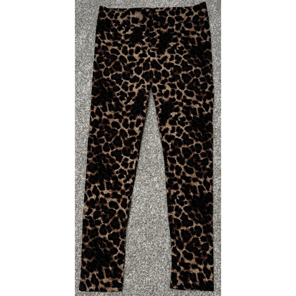 Thalia Sodi Leopard Print Leggings Womens Large Pull On Pants Ankle Skinny *MINT